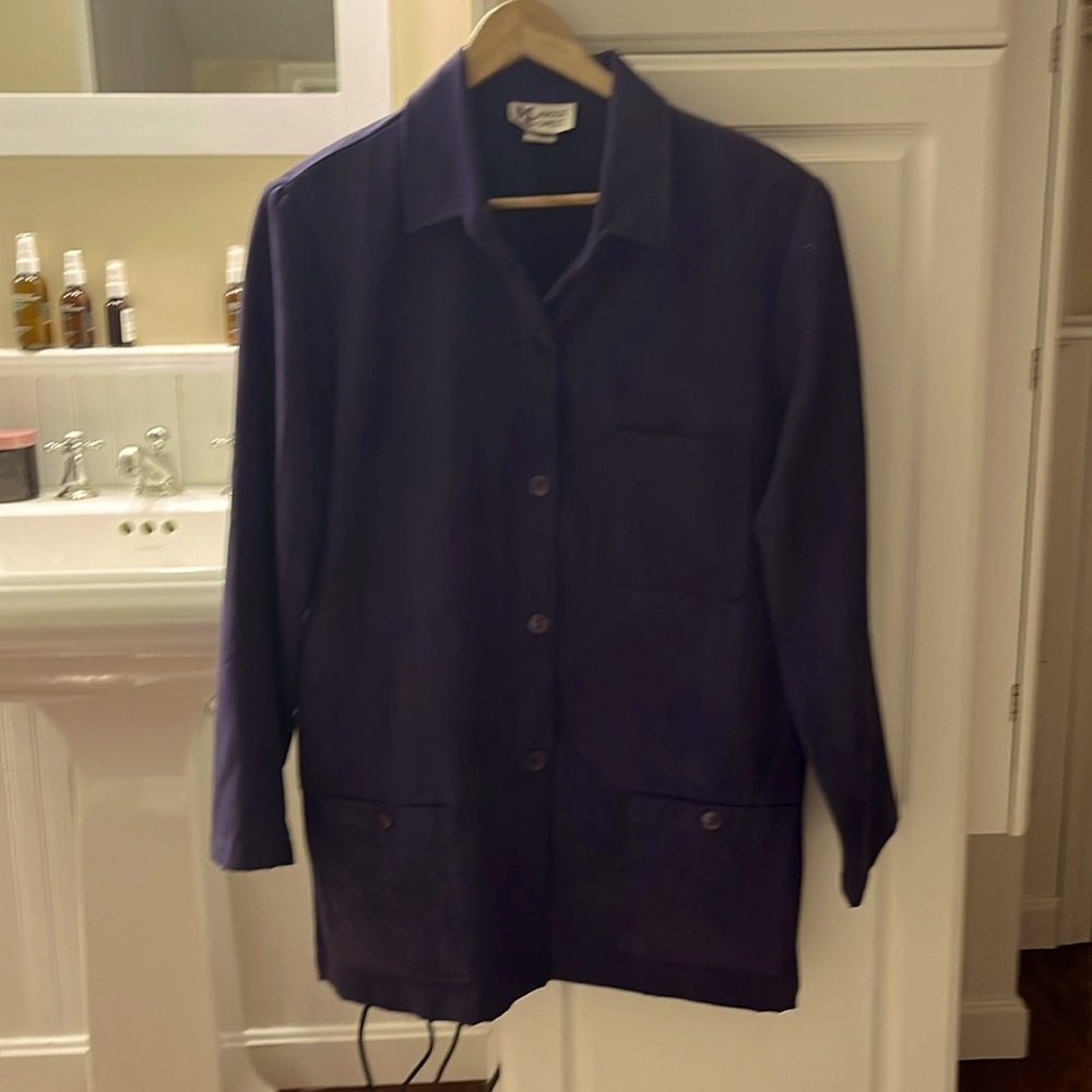 3 pocketed Purple suede oversized short